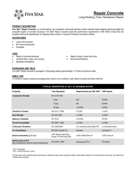 TDS FIVE STAR® REPAIR CONCRETE