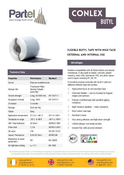 CONLEX BUTYL TAPE Technical Data Sheet