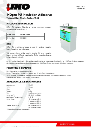 Technical Data Sheet (TDS) - IKOpro PU Insulation Adhesive