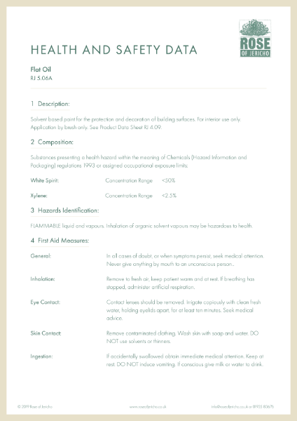 Flat Oil - Health and Safety