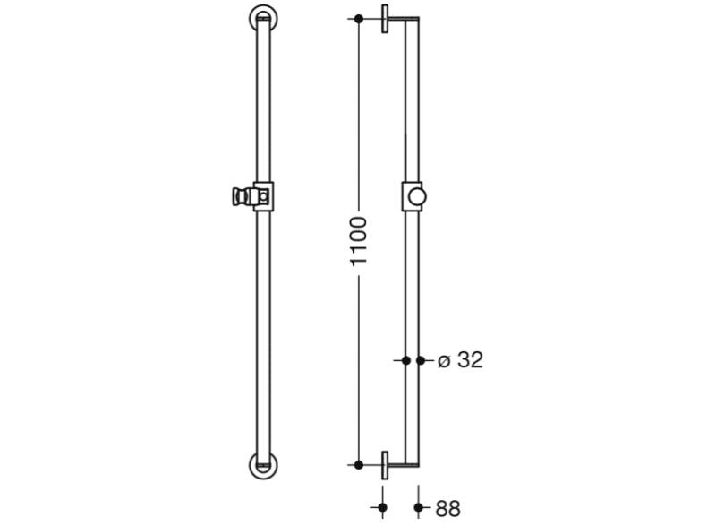 DOC M SH Rail with Shower Head Holder - 1100 mm Centres