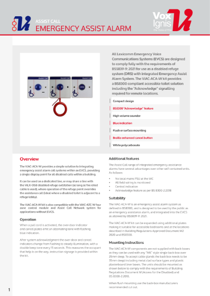 ViAC-ACA-W Emergency Assistance Alarm