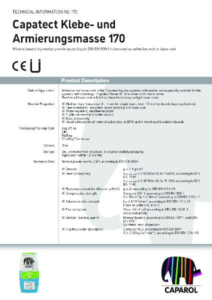 Capatect Klebe - und Armierungsmasse 170