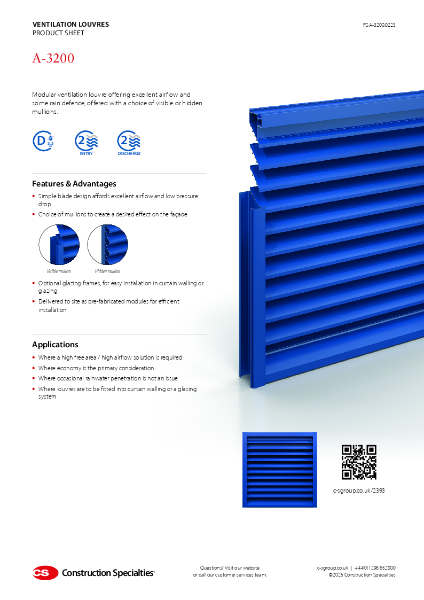 CS A-3200 Ventilation Louvre Product Sheet (02.25)
