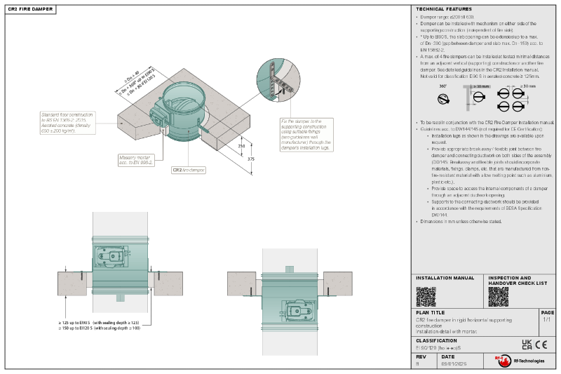 CR2 DW145 compliant installation guide - floor-ceiling
