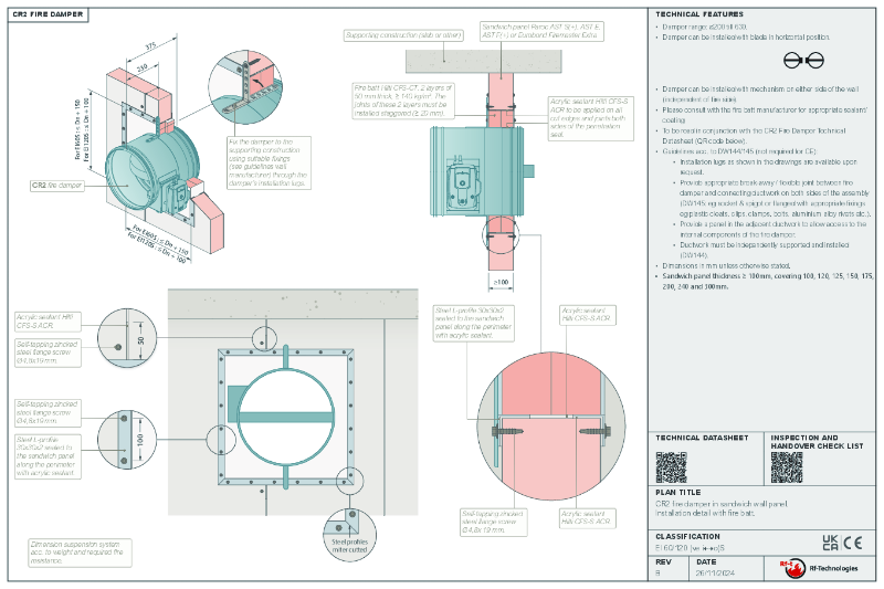CR2 DW145 compliant installation guide - sandwich panel/white wall