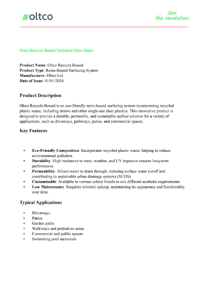 Recycle Resin Bound Data Sheet