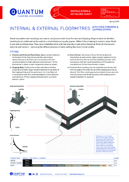 Installation Guide & Detailing Data Sheet for the Floormitre Capping Strip and Cove Former System 2025