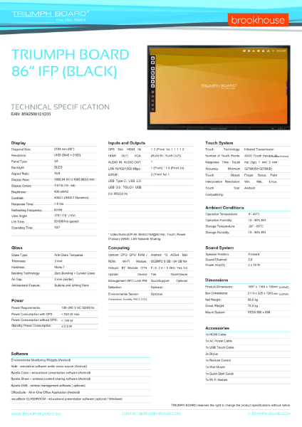Brookhouse - Triumph Board - Interactive Screen 86