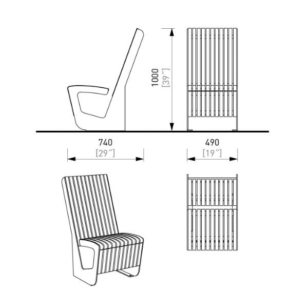 Landscape Compact Bench - Outdoor Seating/ Benches