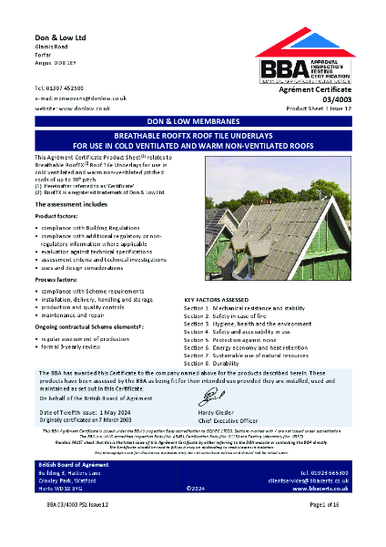 BBA Agrément Certificate