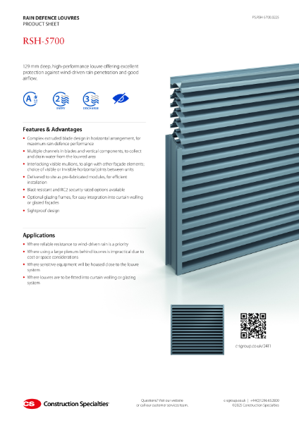 CS RSH-5700 Rain Defence Louvre Product Sheet (02.25)