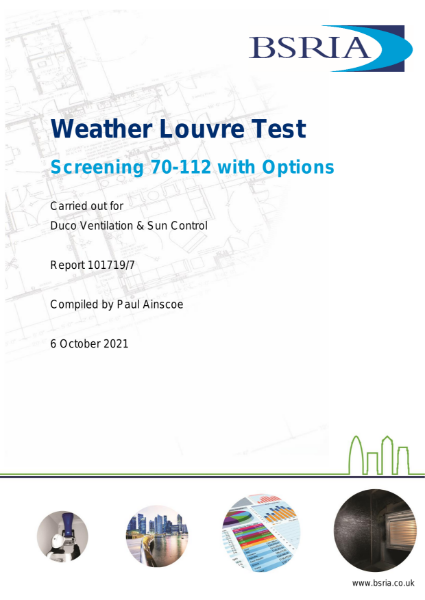 BSRIA Screening 70 pitch 112 + Options - Airflow & Water Penetration