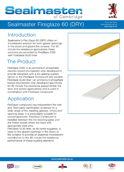 Sealmaster Fireglaze 60 (DRY) Technical Data Sheet