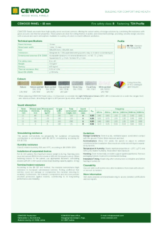 15 mm CEWOOD Panel - Technical Data Sheet