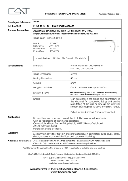 AN81 with Smooth Textured PVC Datasheet