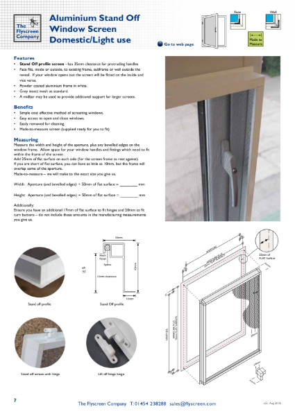 Aluminium Stand Off Window Screen - Domestic