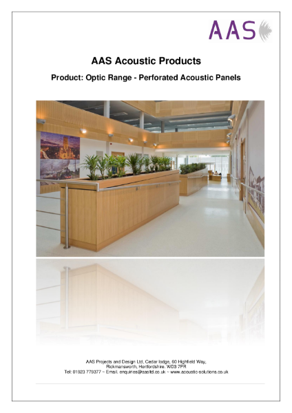 Optic Perforated/Slotted Acoustic Panels - Data Sheet