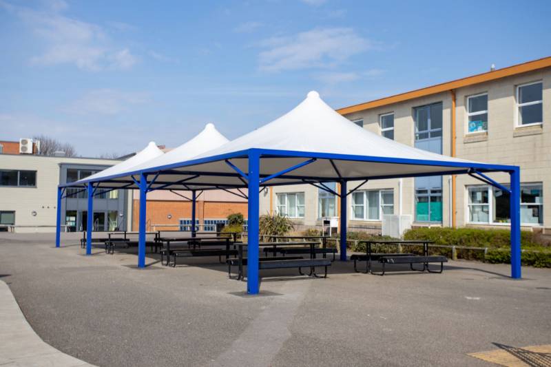 The Harvey Grammar School in Kent Add White Fabric Tepee Canopies