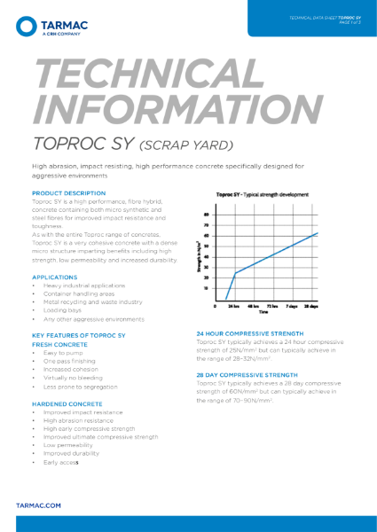 TOPROC SY (SCRAP YARD) high abrasion and impact resisting concrete