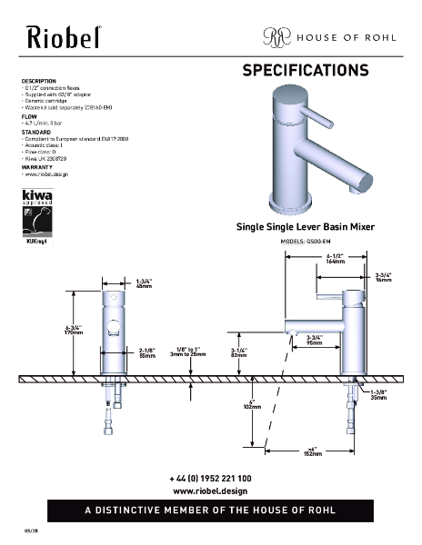 GS Single Lever Basin Mixer - PDS