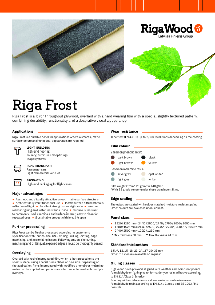 Riga Frost - Datasheet - Riga Wood