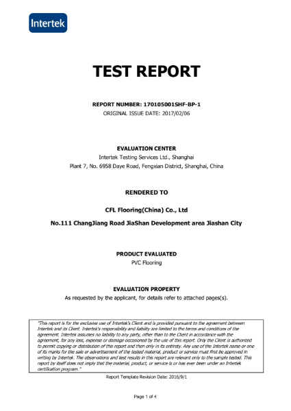CFL RLVT Antibacterial coating test report
