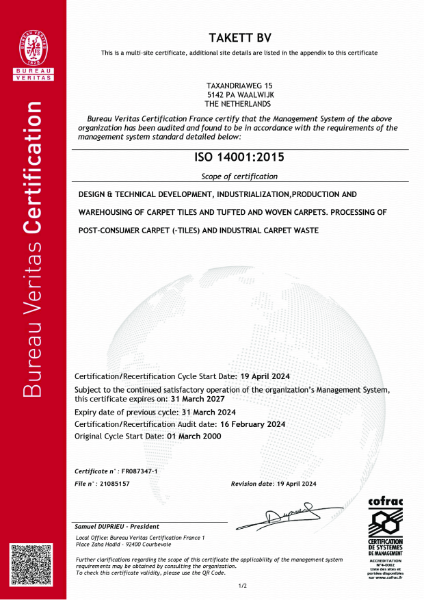 ISO14001 - Tarkett DESSO - Waalwijk