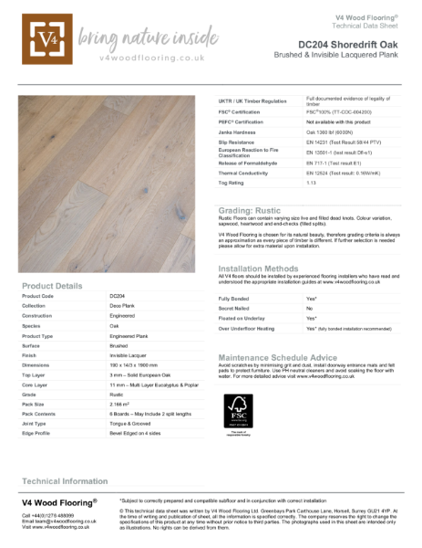 DC204 Shoredrift Oak I Technical Datasheet