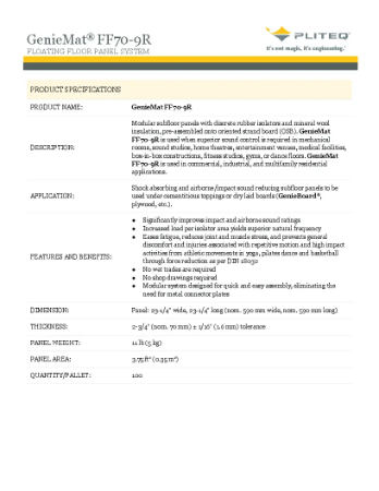 PLITEQ - GENIEMAT FF70 - Technical Data Sheet