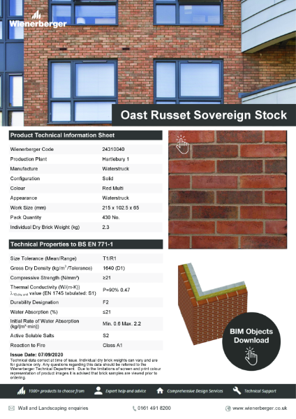 Oast Russet Sovereign Stock Data Sheet