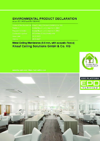 EPD Metal Ceiling Membranes (0.6 mm, with acoustic fleece)