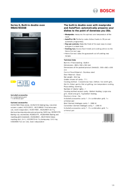 Series 6, Built-in double oven
MBA5785S6B