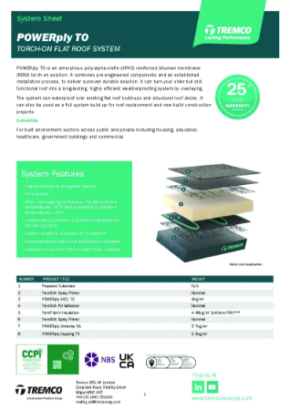 Tremco Roofing - POWERply TO System Sheet