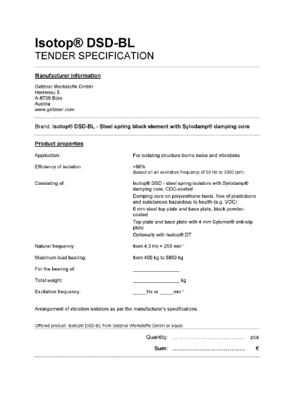 Tender Specification Isotop DSD-BL EN