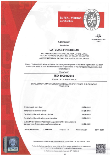 ISO 50001:2018 Certificate
