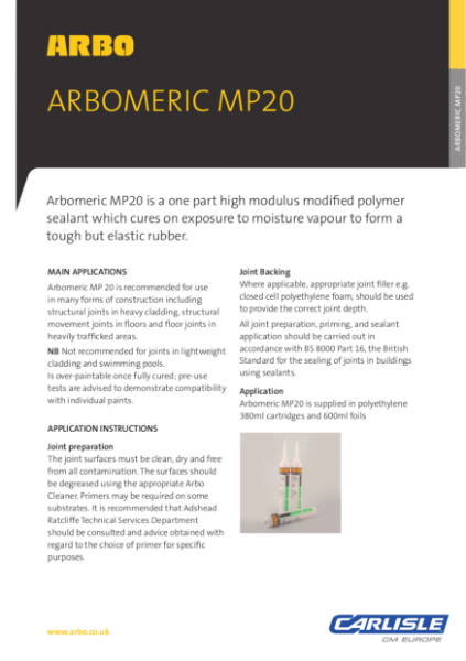 ARBOMERIC MP20 Data Sheet