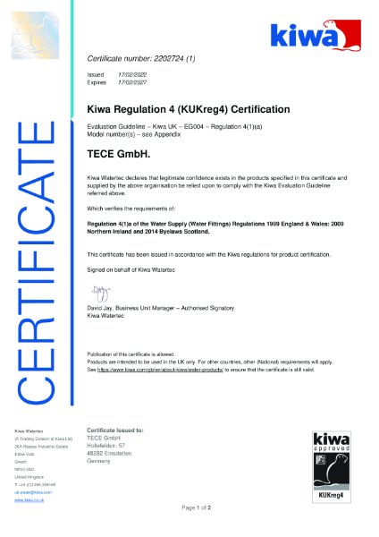 KIWA Regulation 4 (KUKreg4) Certification