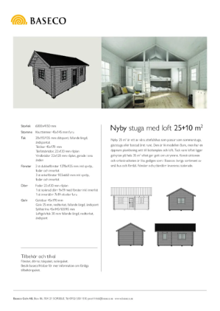 Nyby Stuga med Loft 25 KVM Produktblad | Baseco Golv AB | Lattira Source