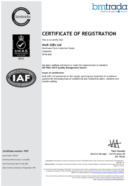 ISO 9001: 2015 Quality Management Systems Certificate