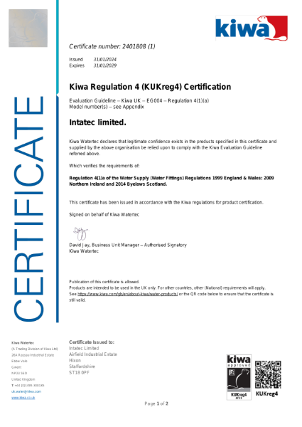 Kiwa Regulation 4 (KUKreg4) Certification - 2401808