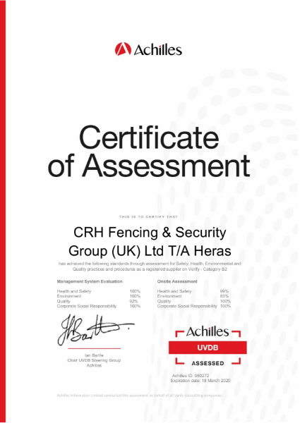 Achilles UVDB Audit Certificate