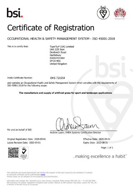 ISO 45001:2018 Certificate