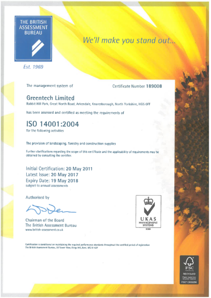 ISO 14001:2004 Certificate