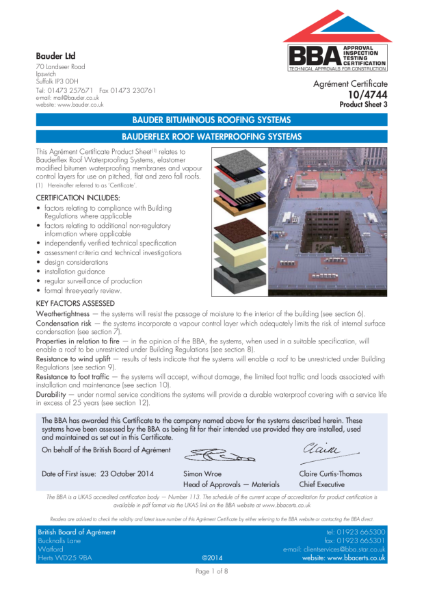 BAUDERFLEX ROOF WATERPROOFING SYSTEMS