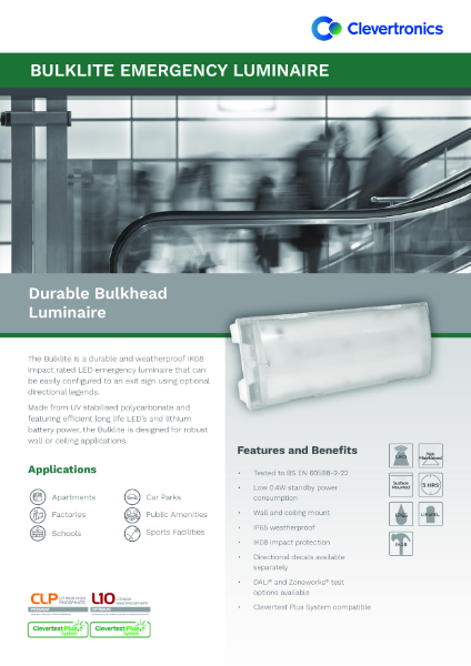 Bulklite Weatherproof Surface Mount Emergency Luminaire - Product Catalogue