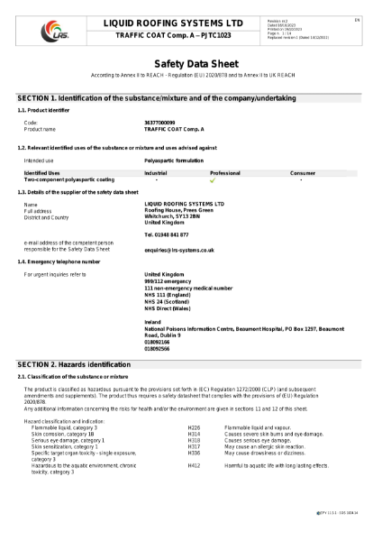 MSDS - FastCoat Pro - Traffic Coat Part A