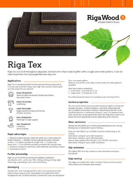 Riga Tex - Datasheet - Riga Wood