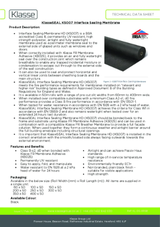 KlasseSEAL® KS007 Interface Sealing Membrane TDS