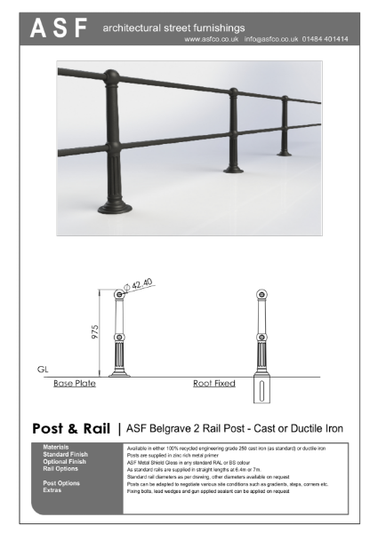 ASF Belgrave 2 Rail Recycled Cast Iron Post and Rail